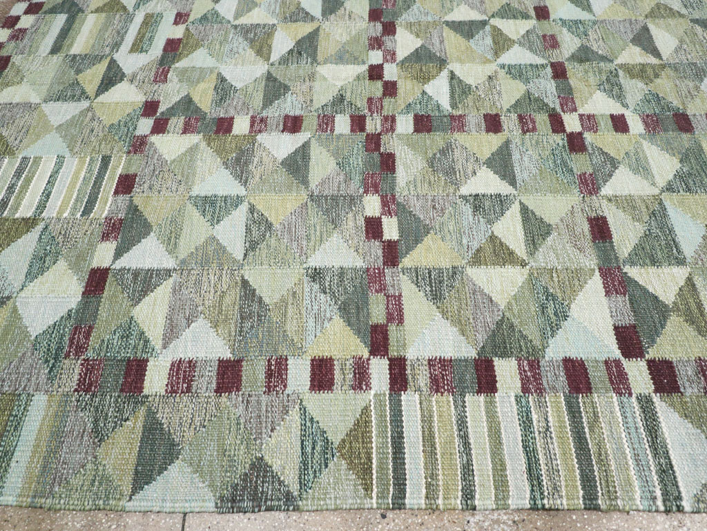 Swedish Inspired Contemporary Turkish Kilim Large Room Size Carpet, No.32521 - Gss