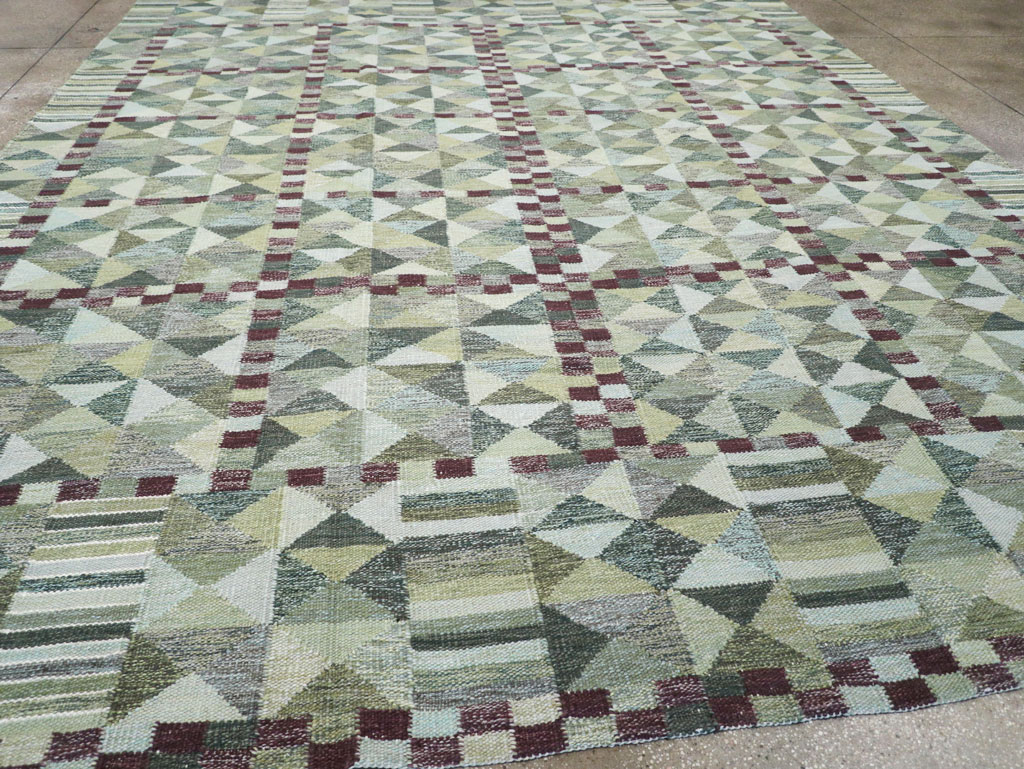 Swedish Inspired Contemporary Turkish Kilim Large Room Size Carpet, No.32521 - Gss