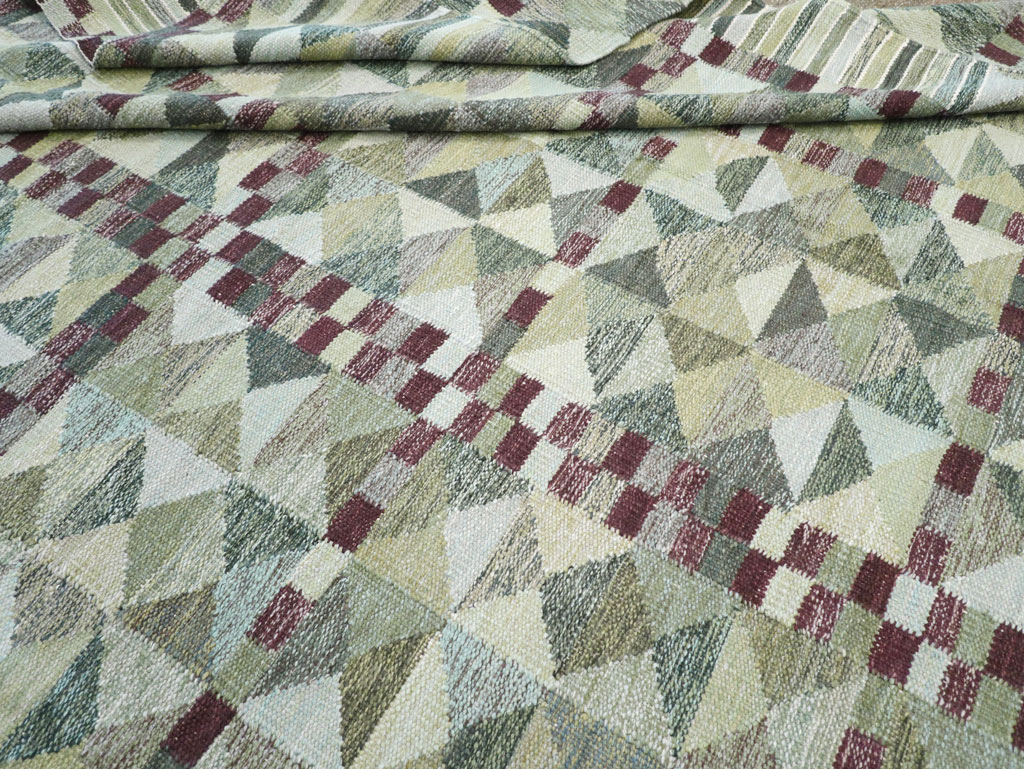 Swedish Inspired Contemporary Turkish Kilim Large Room Size Carpet, No.32521 - Gss