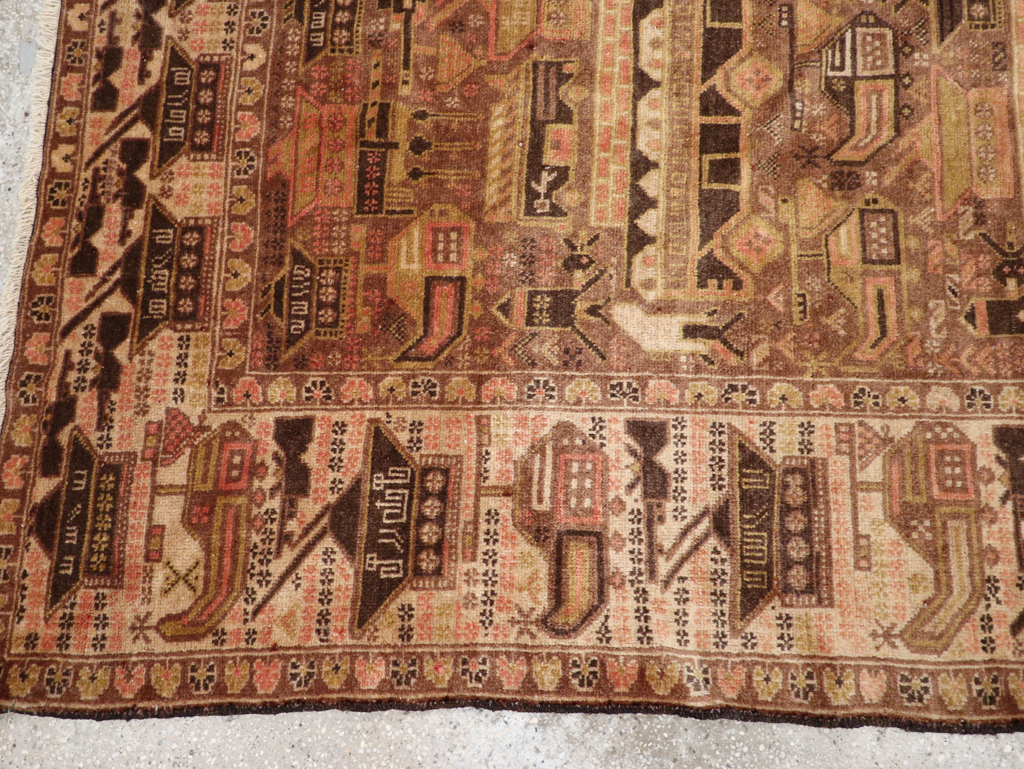 Vintage Afghan Pictorial War Rug, No.32529 - Gss
