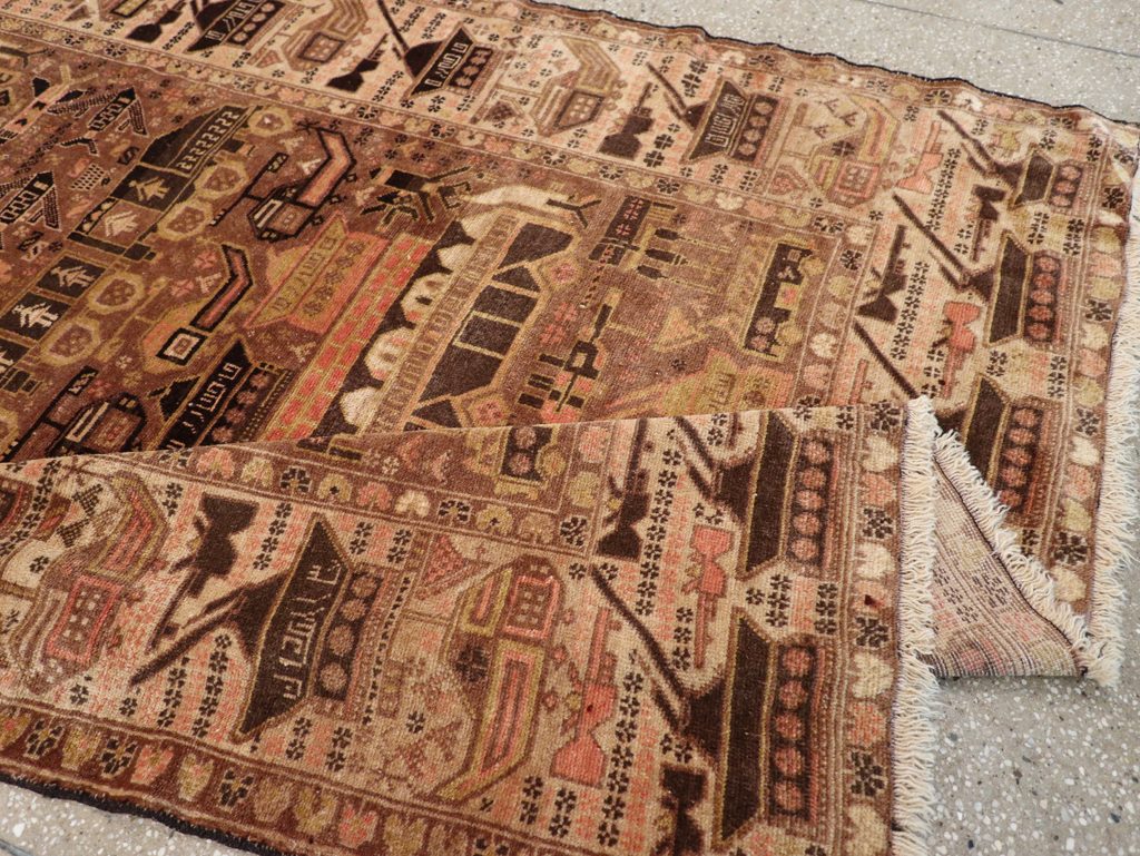 Vintage Afghan Pictorial War Rug, No.32529 - Gss