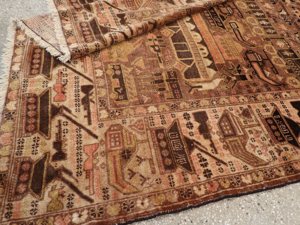 Vintage Afghan Pictorial War Rug, No.32529 - Gss