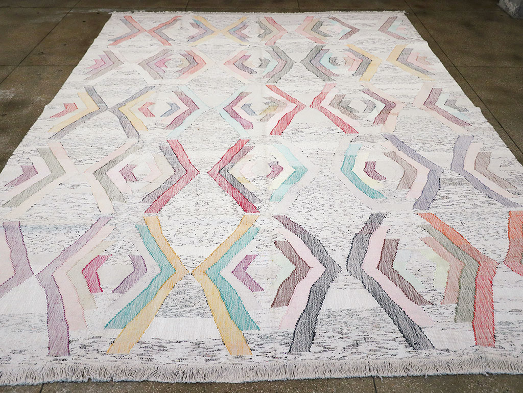 Contemporary Turkish Flatweave Large Room Size Carpet, No.32531 - Gss