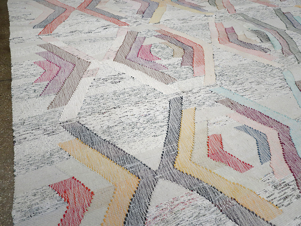 Contemporary Turkish Flatweave Large Room Size Carpet, No.32531 - Gss