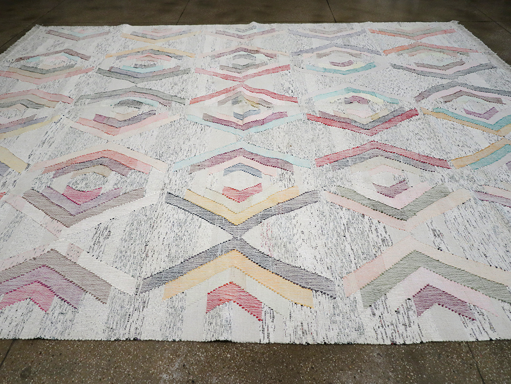 Contemporary Turkish Flatweave Large Room Size Carpet, No.32531 - Gss