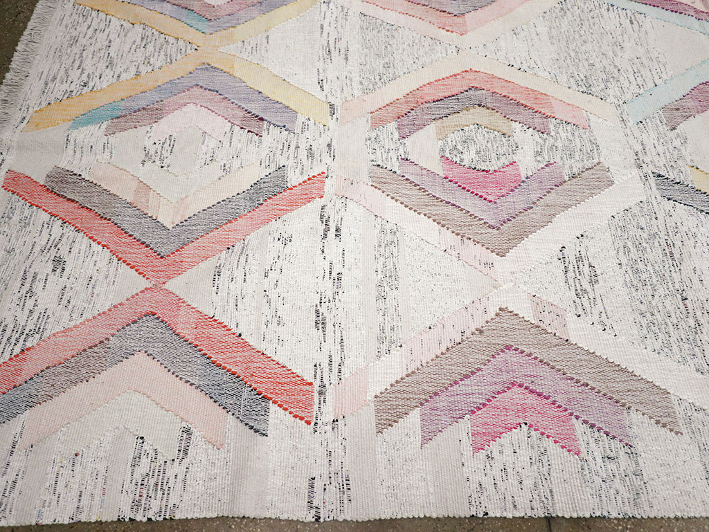 Contemporary Turkish Flatweave Large Room Size Carpet, No.32531 - Gss