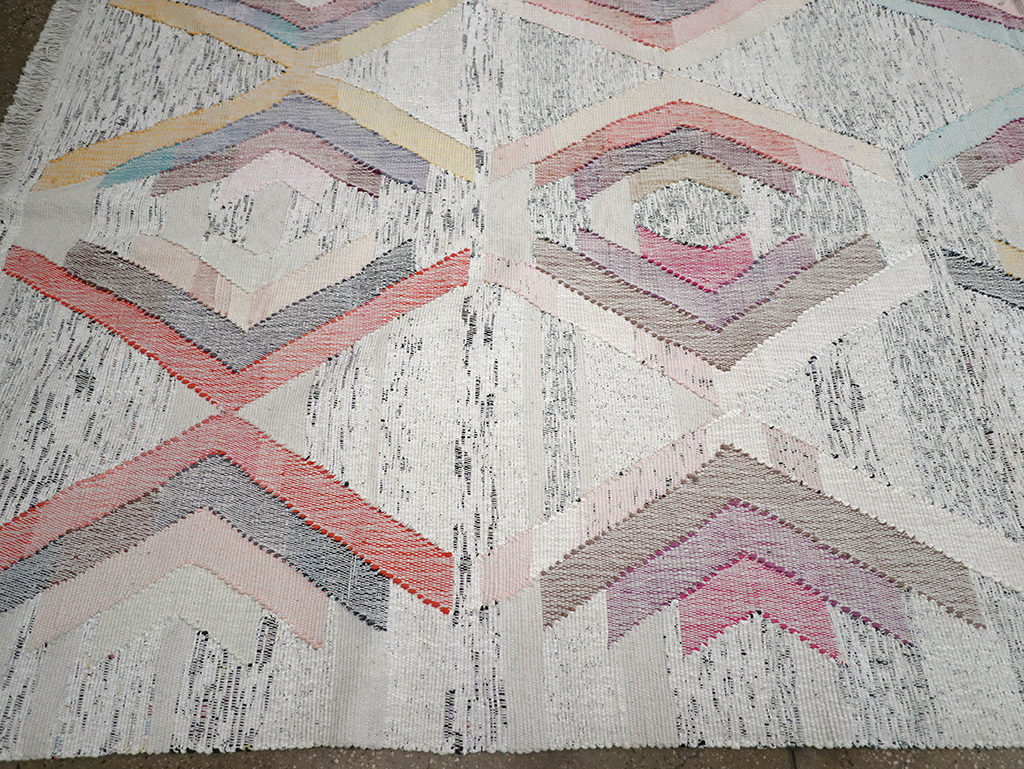 Contemporary Turkish Flatweave Large Room Size Carpet, No.32531 - Gss