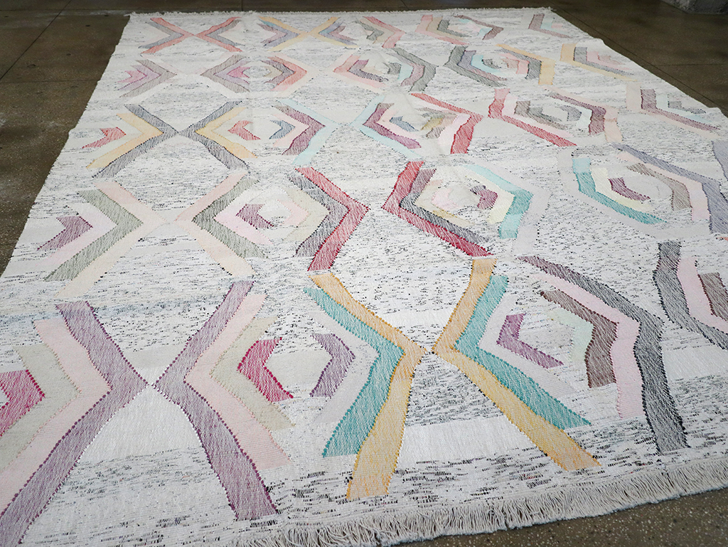 Contemporary Turkish Flatweave Large Room Size Carpet, No.32531 - Gss