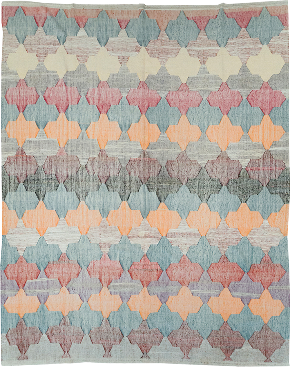 Modern Turkish Flatweave Kilim Large Room Size Carpet, No.32539 - Gss