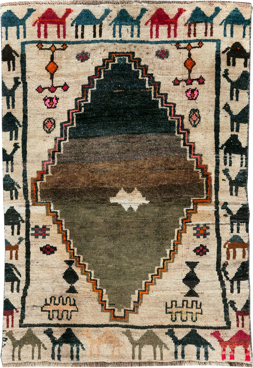 Vintage Persian Gabbeh Throw Rug, No.32540 - Gss