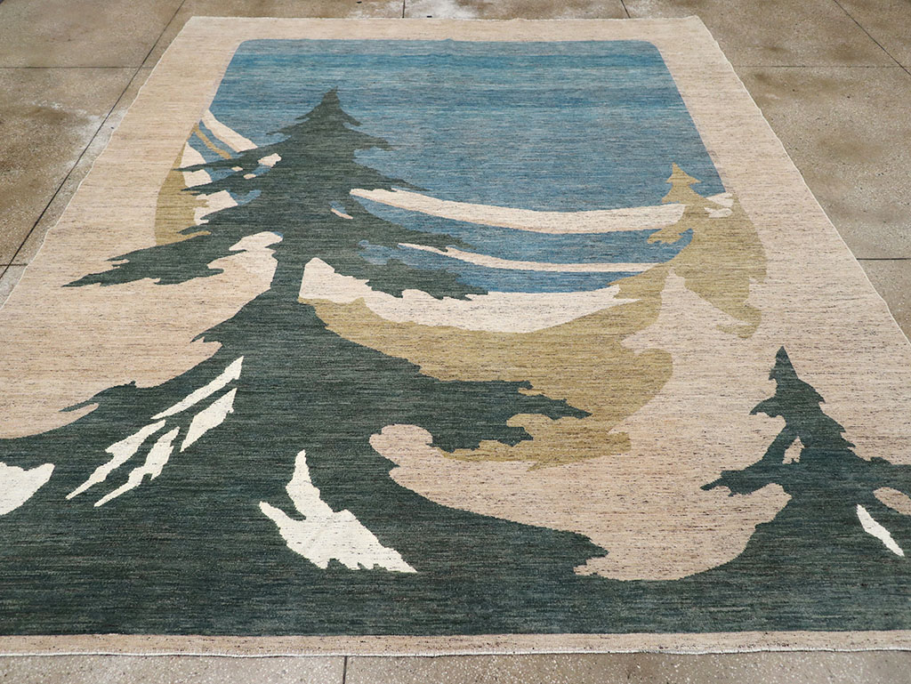 Modern East Turkestan Khotan Room Size Carpet, No.32556 - Gss