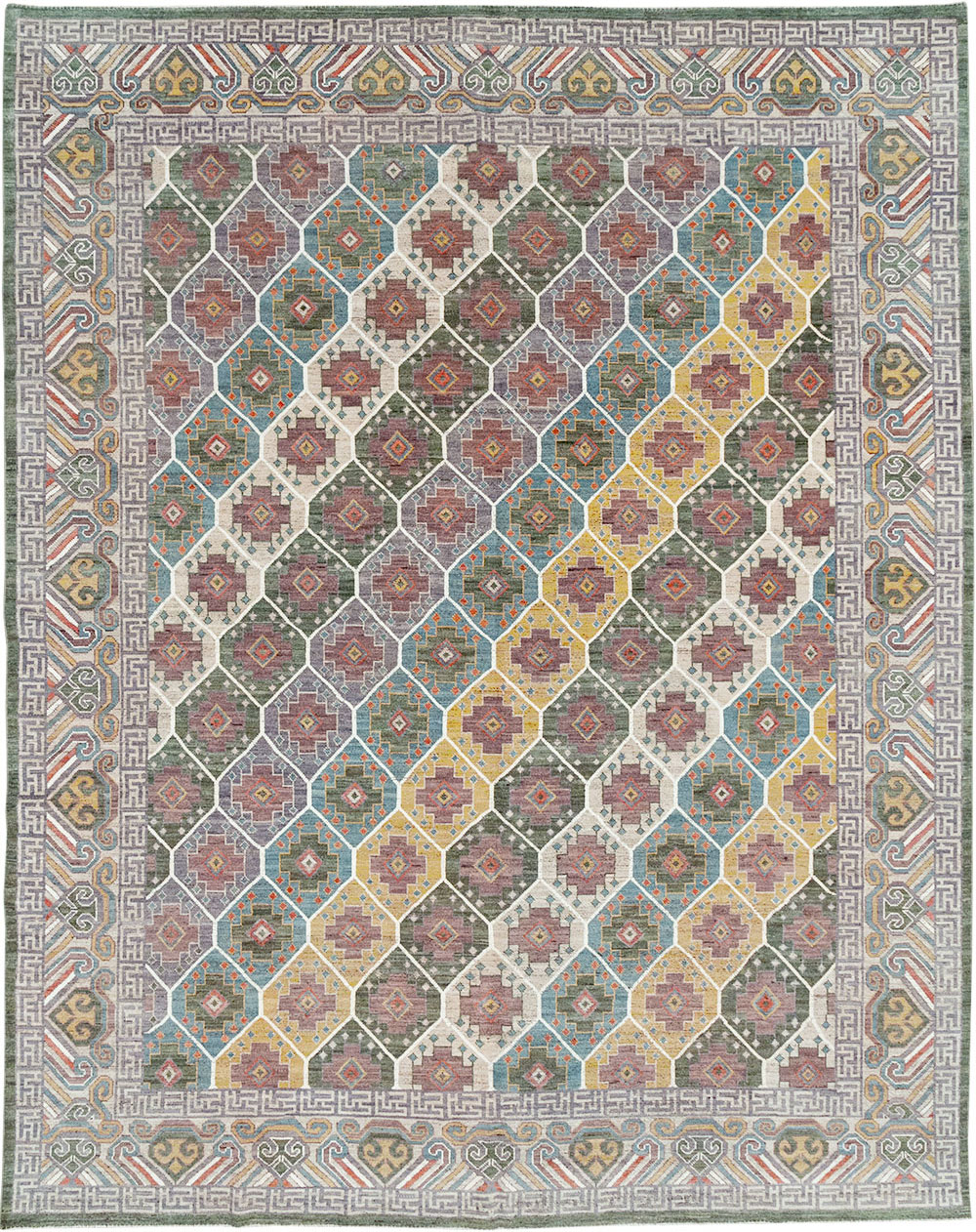Modern East Turkestan Khotan Room Size Carpet, No.32562 - Gss