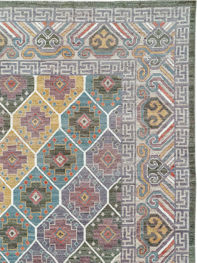 Modern East Turkestan Khotan Room Size Carpet, No.32562 - Gss