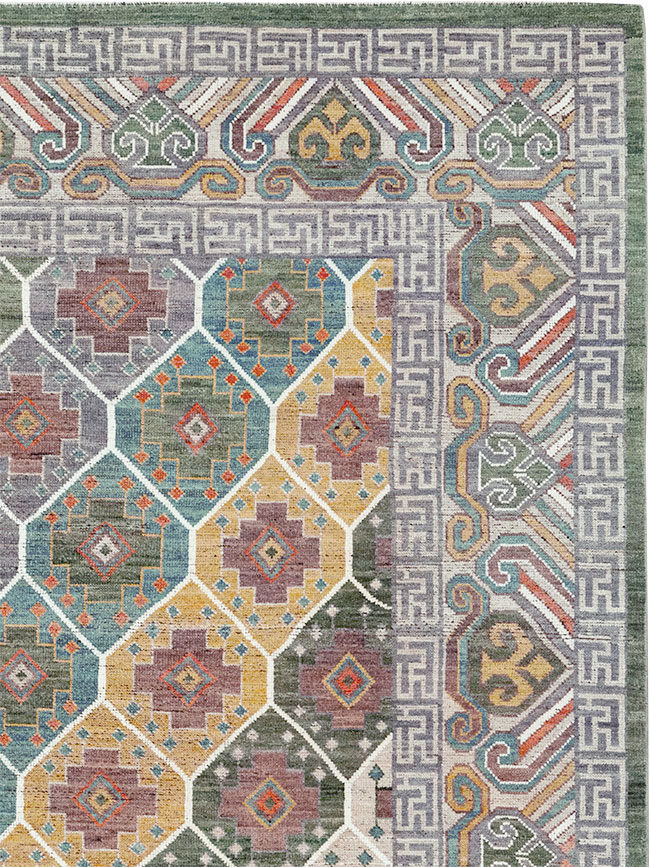 Modern East Turkestan Khotan Room Size Carpet, No.32562 - Gss