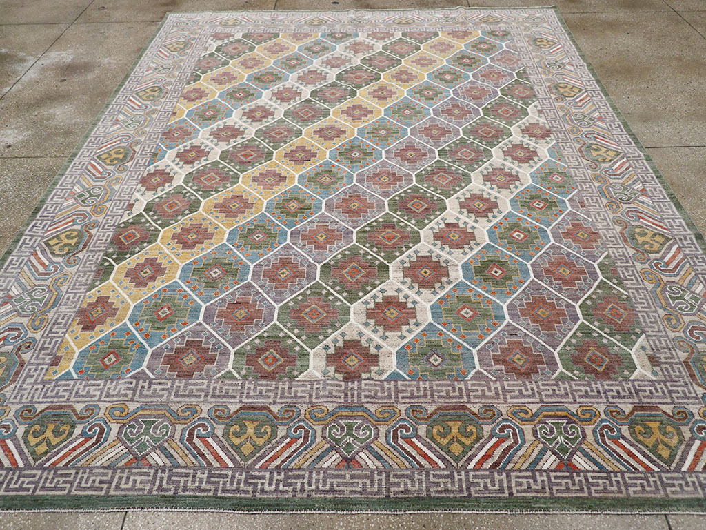 Modern East Turkestan Khotan Room Size Carpet, No.32562 - Gss