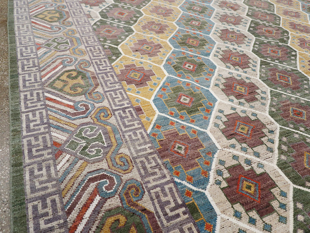 Modern East Turkestan Khotan Room Size Carpet, No.32562 - Gss