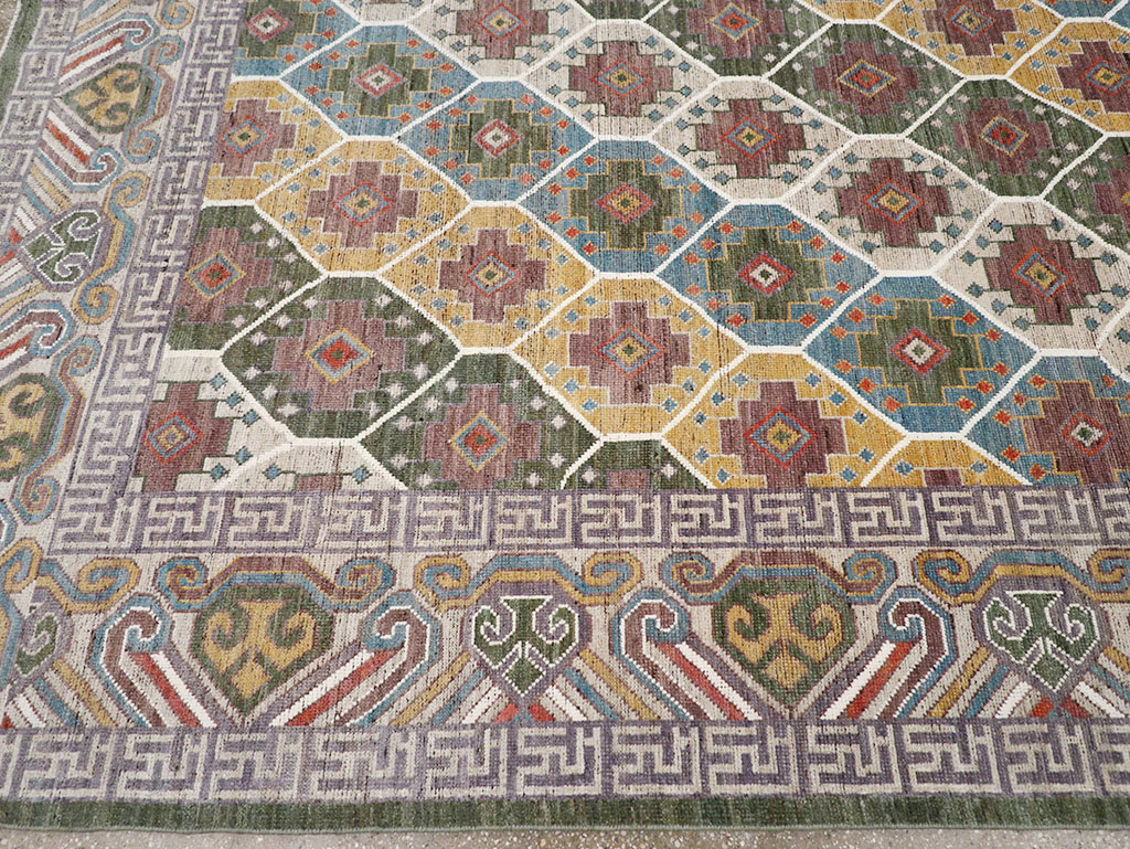 Modern East Turkestan Khotan Room Size Carpet, No.32562 - Gss