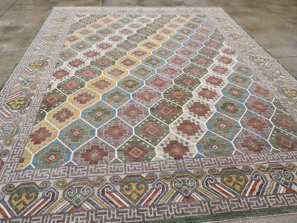 Modern East Turkestan Khotan Room Size Carpet, No.32562 - Gss