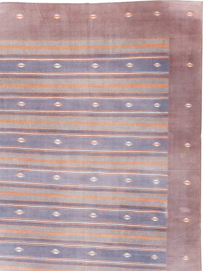 Vintage Indian Flatweave Dhurrie Large Room Size Carpet, No.32563 - Gss