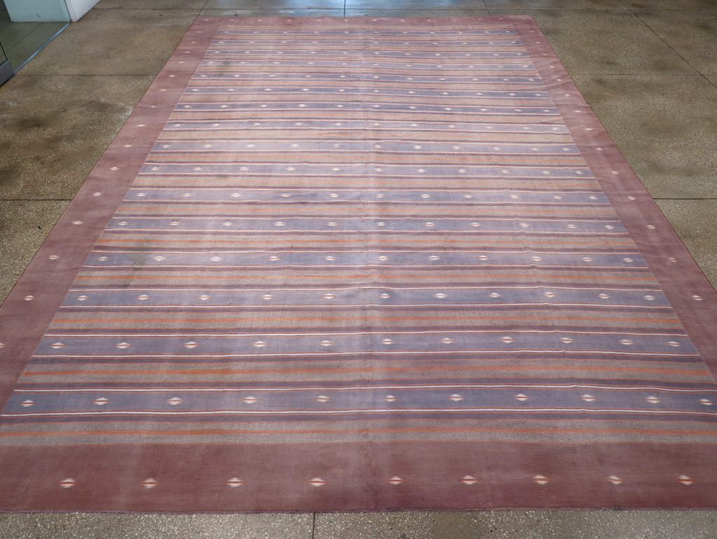 Vintage Indian Flatweave Dhurrie Large Room Size Carpet, No.32563 - Gss