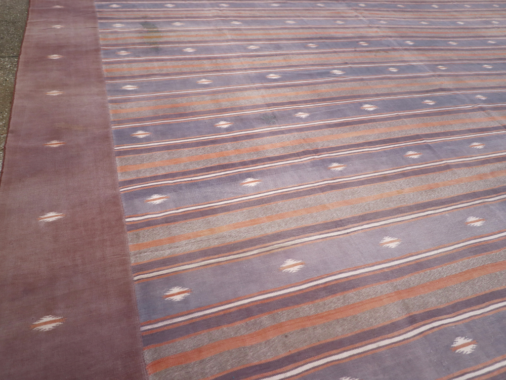 Vintage Indian Flatweave Dhurrie Large Room Size Carpet, No.32563 - Gss