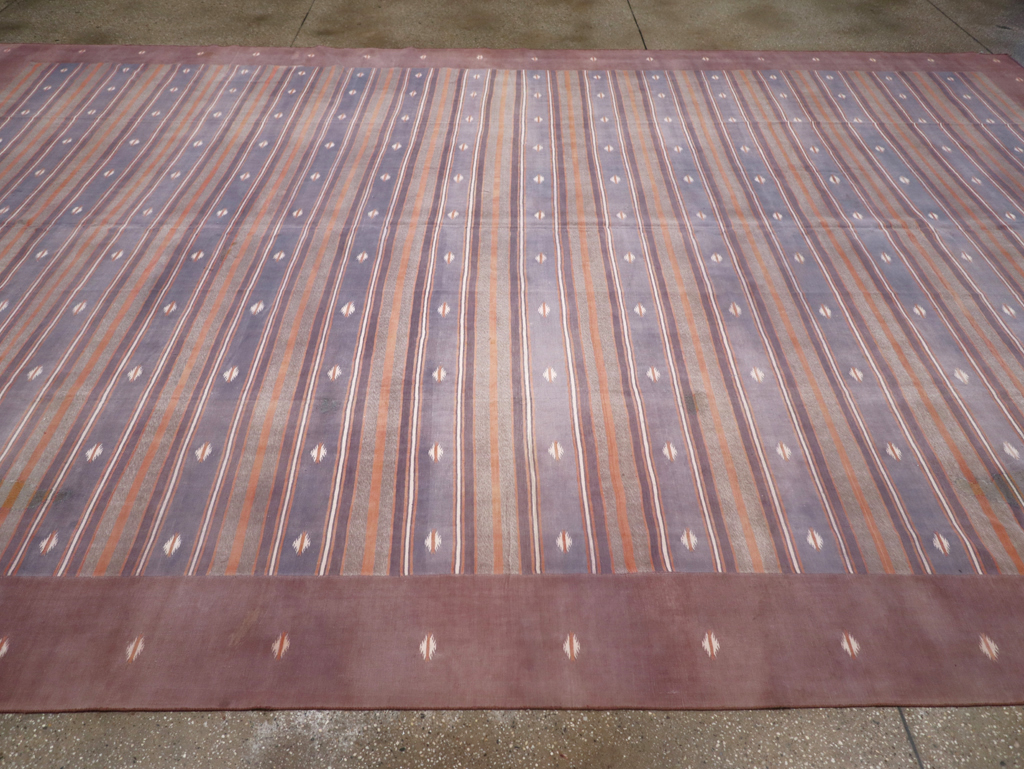 Vintage Indian Flatweave Dhurrie Large Room Size Carpet, No.32563 - Gss