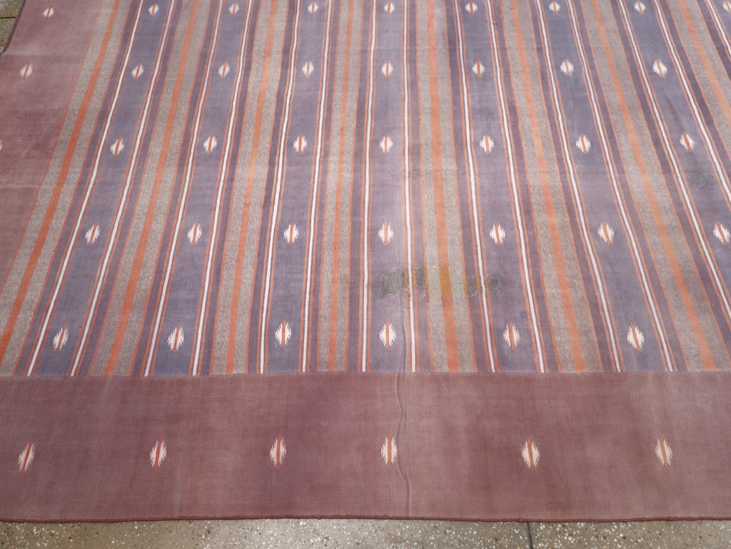 Vintage Indian Flatweave Dhurrie Large Room Size Carpet, No.32563 - Gss