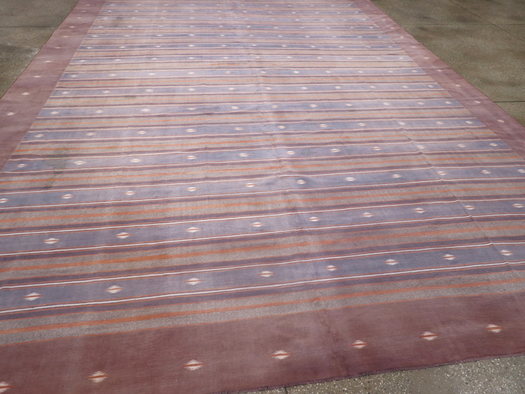 Vintage Indian Flatweave Dhurrie Large Room Size Carpet, No.32563 - Gss