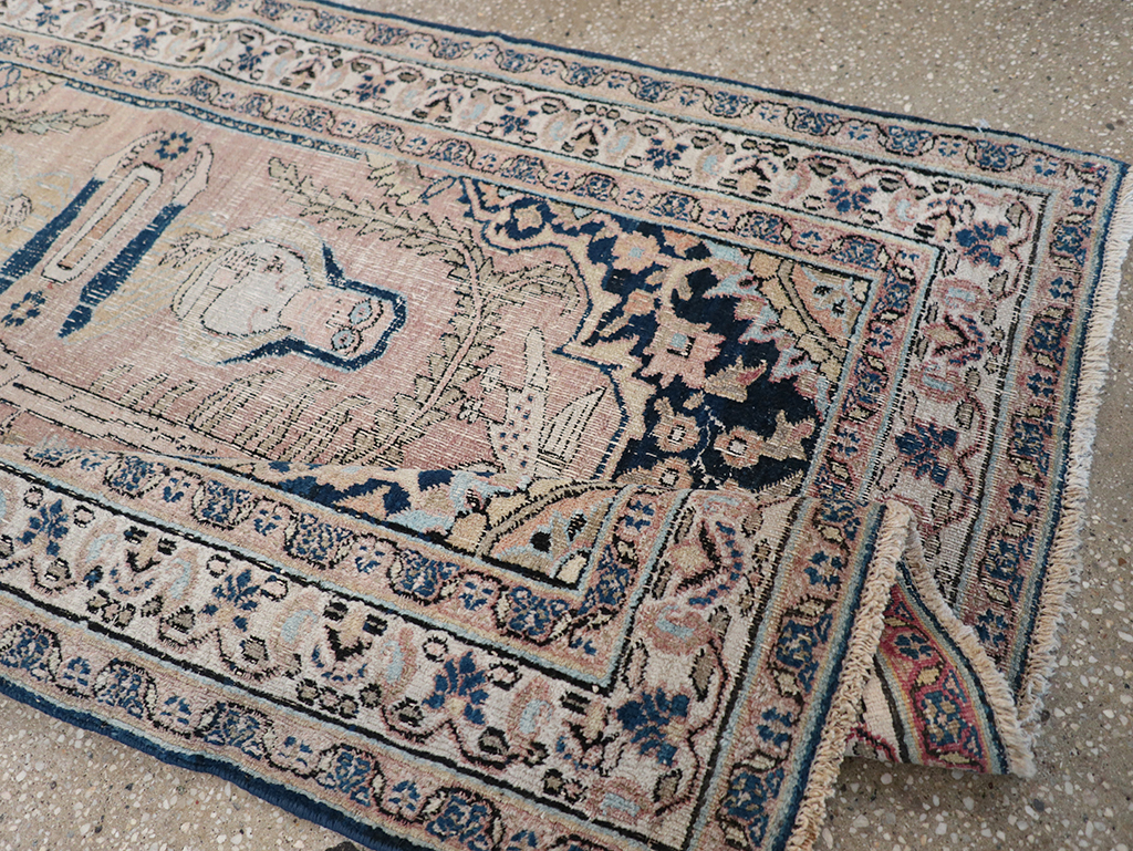 Antique Persian Dorokhsh Pictorial Throw Rug, No.32565 - Gss