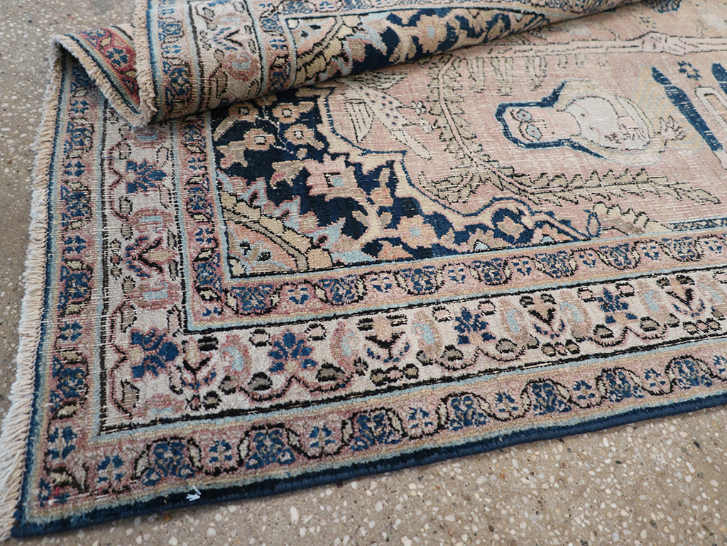 Antique Persian Dorokhsh Pictorial Throw Rug, No.32565 - Gss