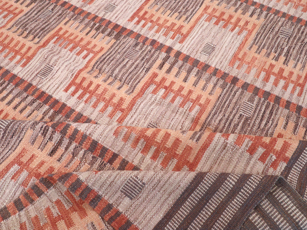 Contemporary Turkish Flatweave Room Size Carpet, No.32571 - Gss