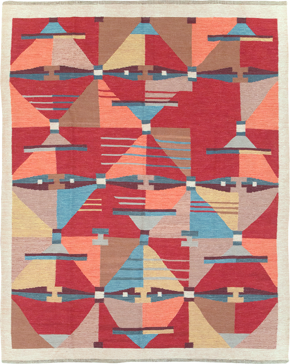 Contemporary Turkish Flatweave Small Room Size Carpet, No.32572 - Gss