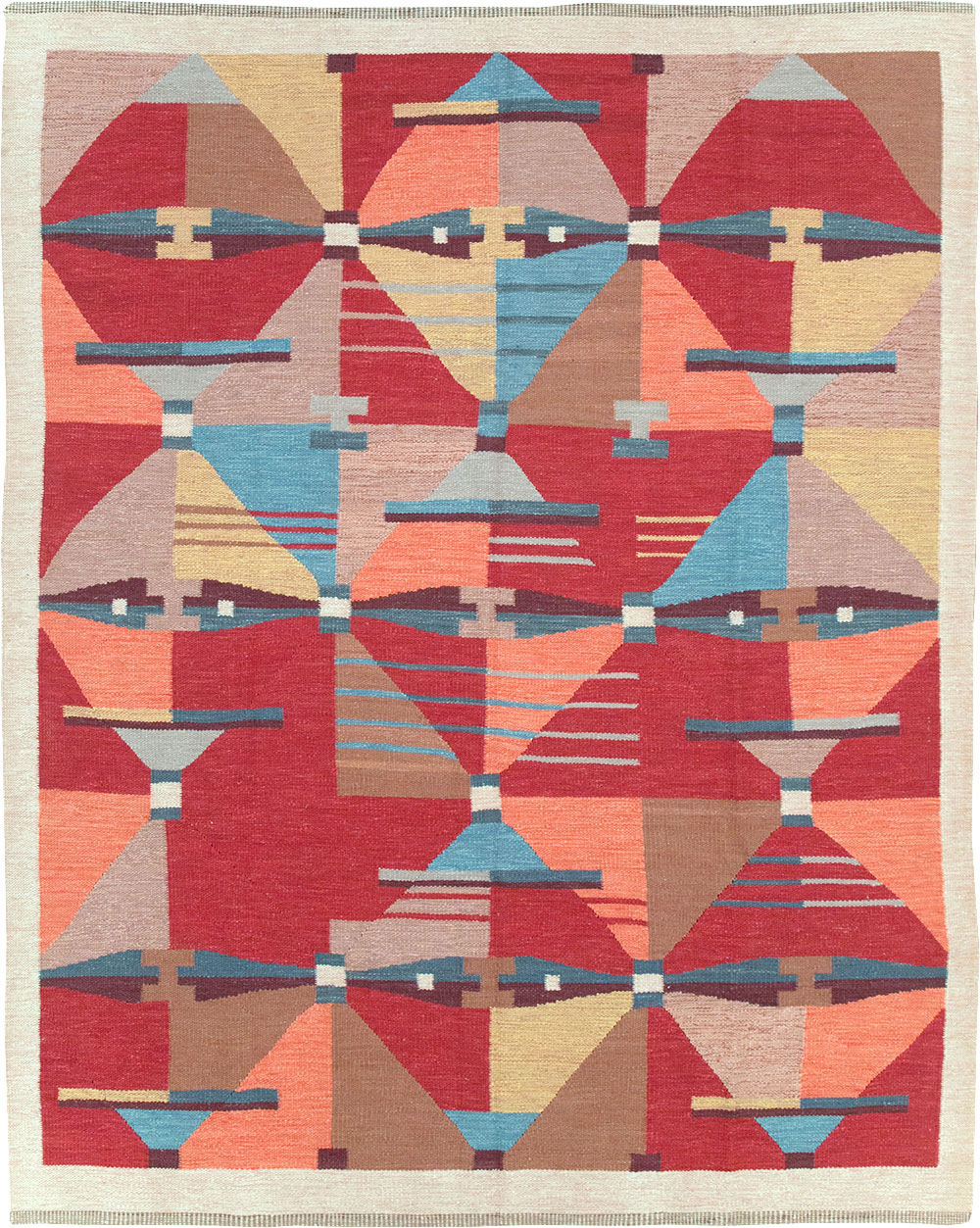 Contemporary Turkish Flatweave Small Room Size Carpet, No.32572 - Gss