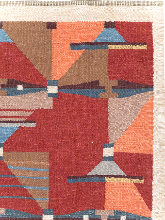 Contemporary Turkish Flatweave Small Room Size Carpet, No.32572 - Gss