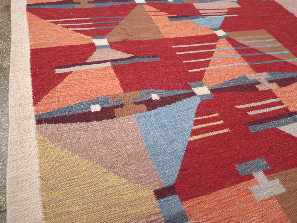 Contemporary Turkish Flatweave Small Room Size Carpet, No.32572 - Gss