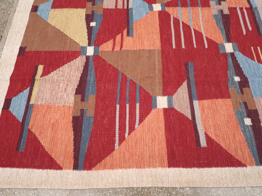 Contemporary Turkish Flatweave Small Room Size Carpet, No.32572 - Gss