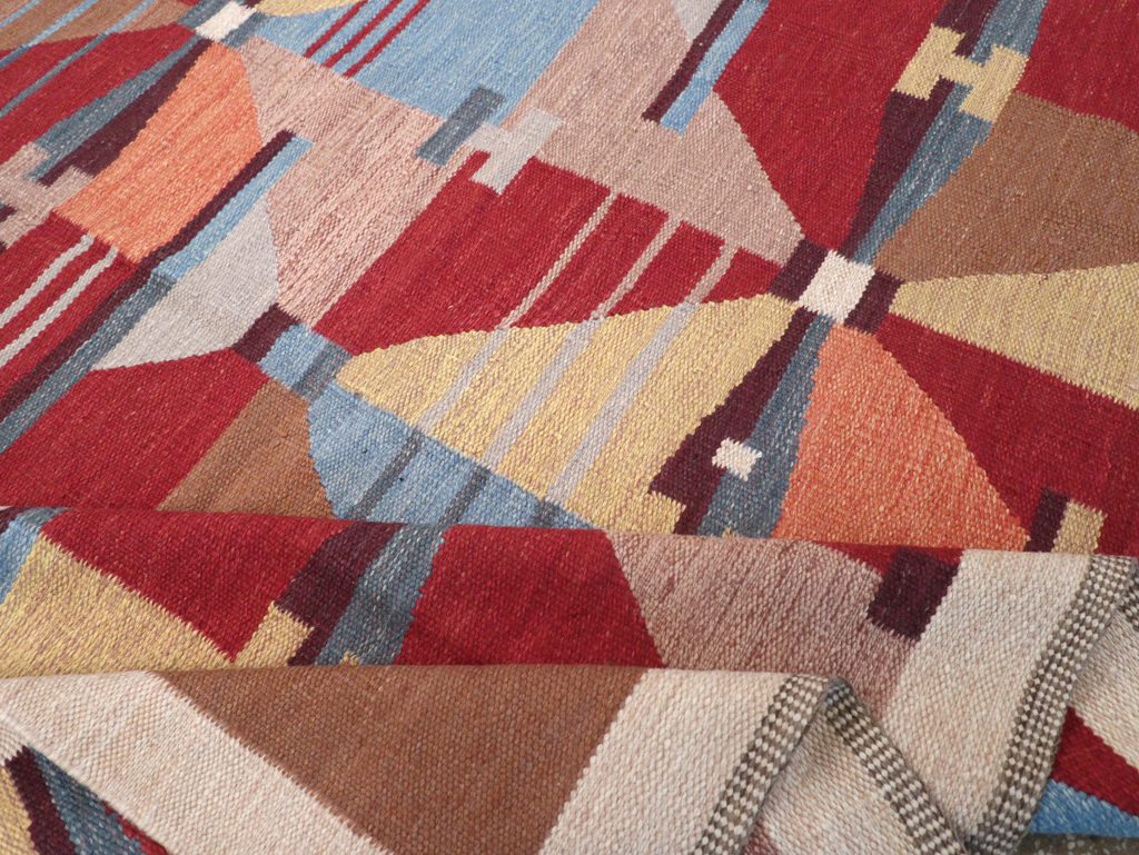 Contemporary Turkish Flatweave Small Room Size Carpet, No.32572 - Gss