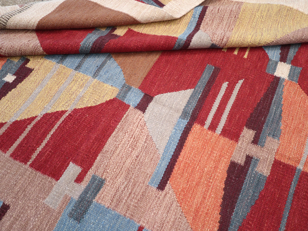 Contemporary Turkish Flatweave Small Room Size Carpet, No.32572 - Gss