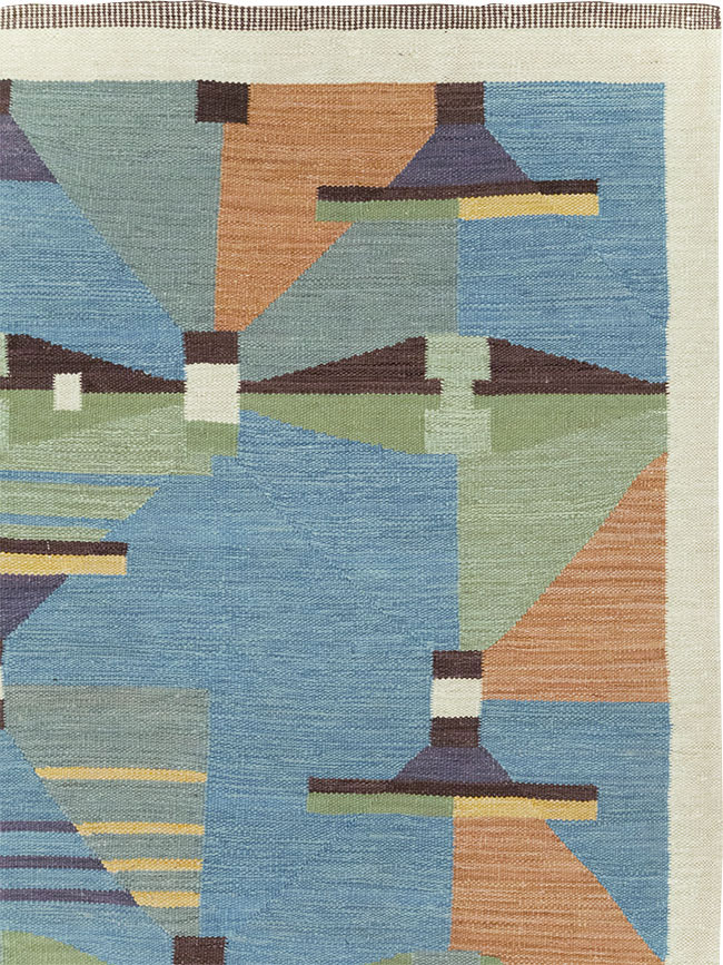 Contemporary Turkish Flatweave Room Size Carpet, No.32573 - Gss