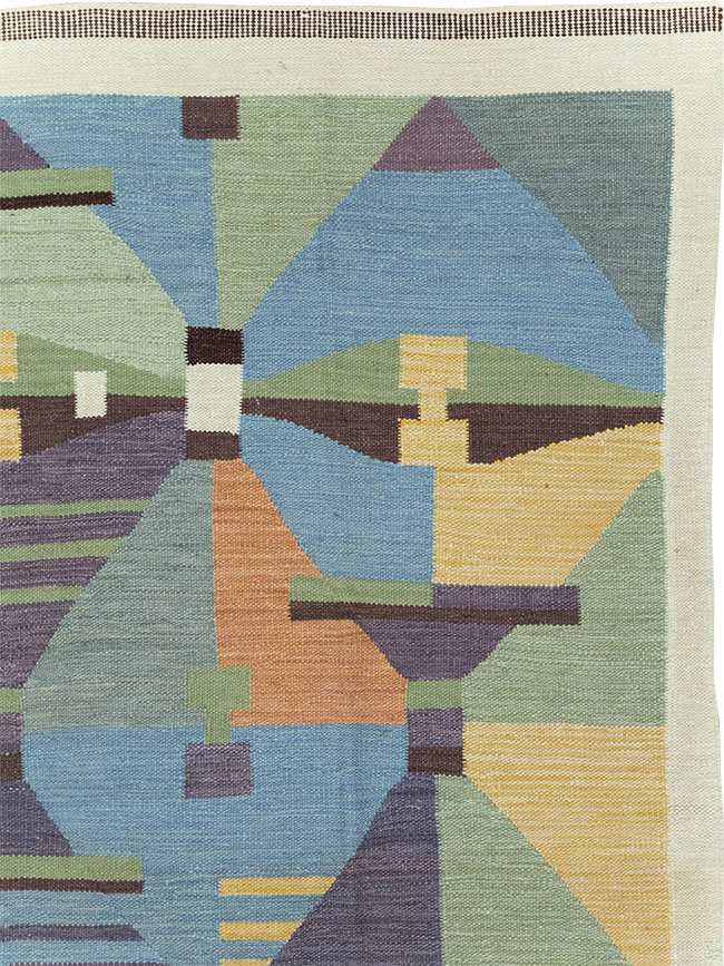 Contemporary Turkish Flatweave Room Size Carpet, No.32573 - Gss