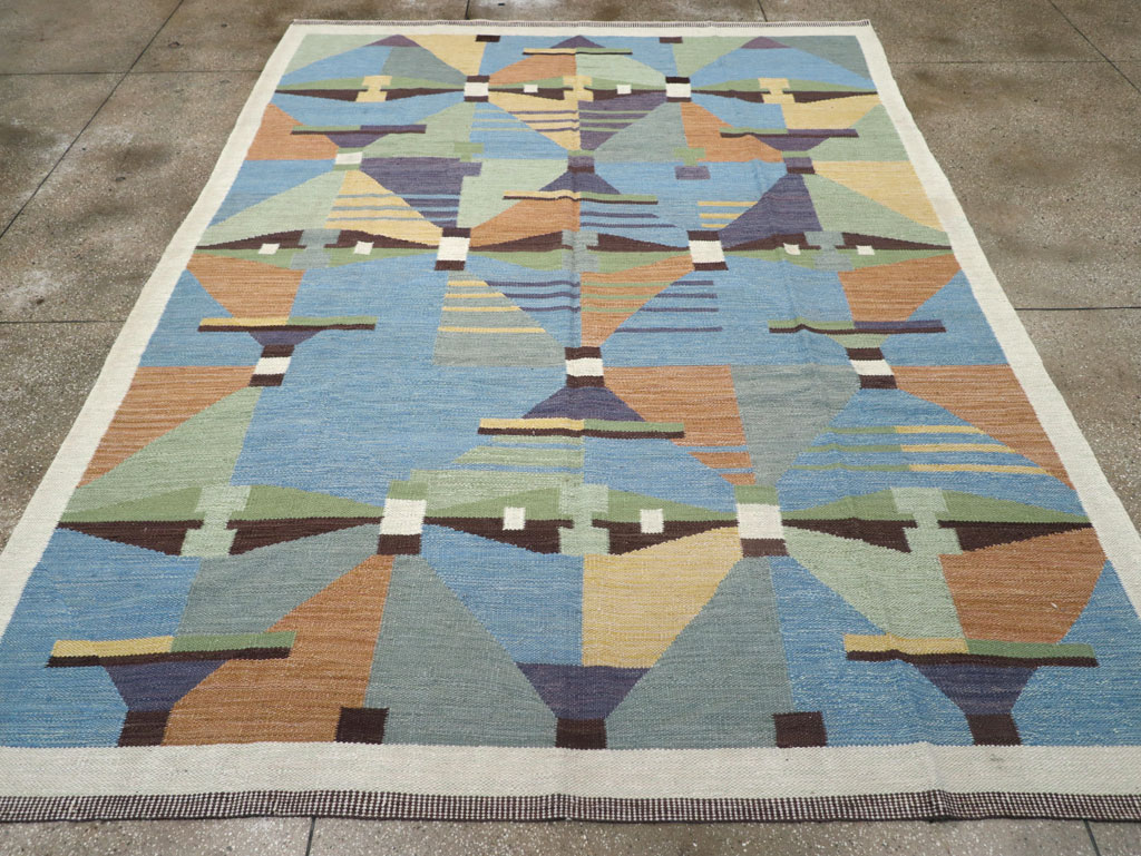 Contemporary Turkish Flatweave Room Size Carpet, No.32573 - Gss