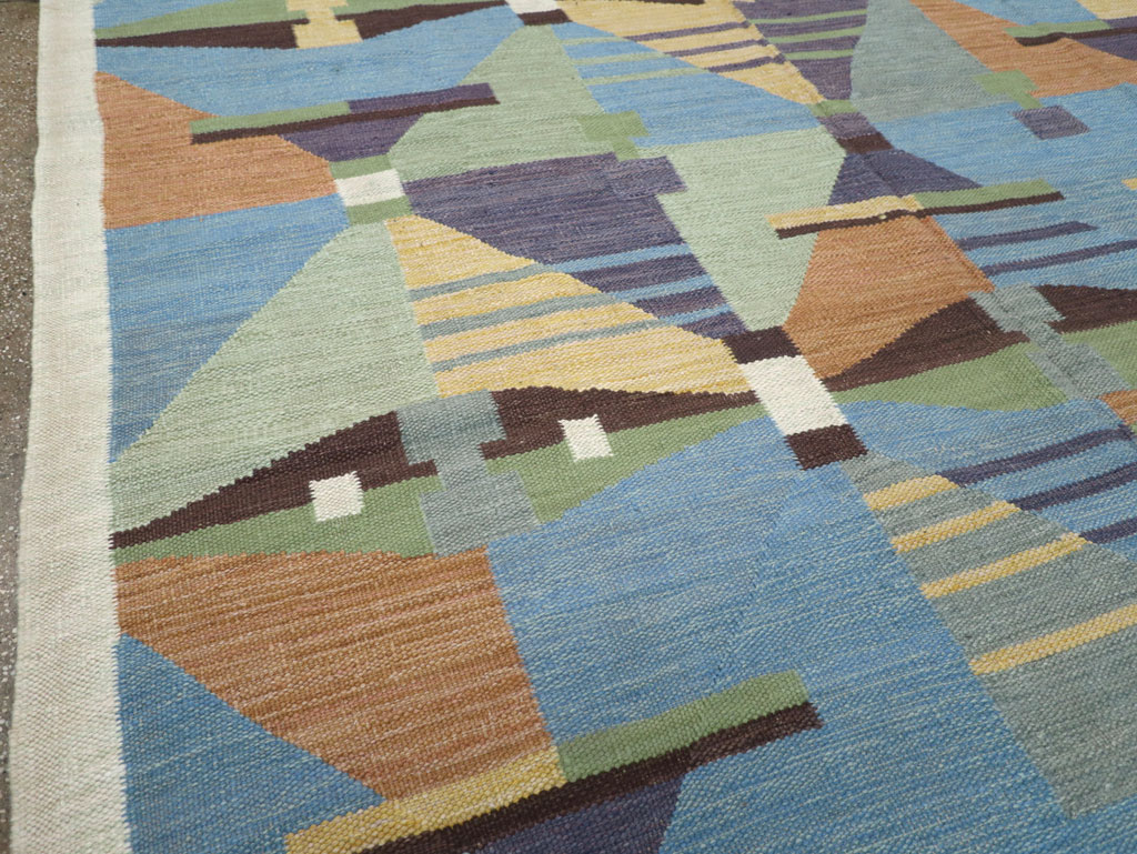 Contemporary Turkish Flatweave Room Size Carpet, No.32573 - Gss