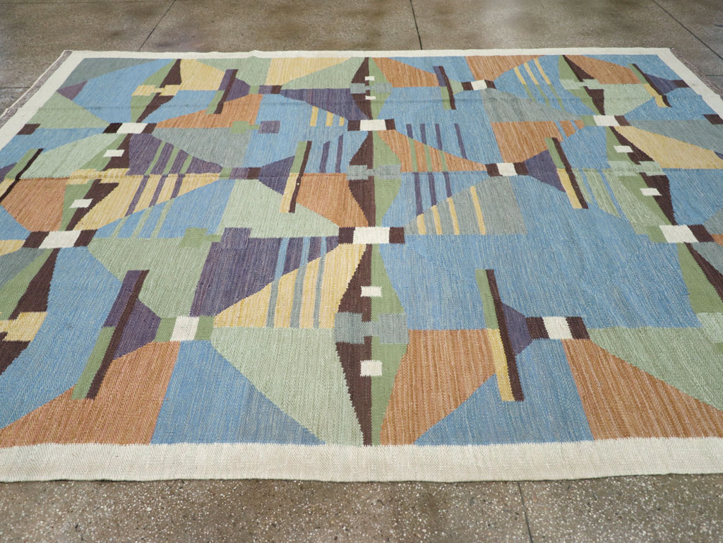Contemporary Turkish Flatweave Room Size Carpet, No.32573 - Gss