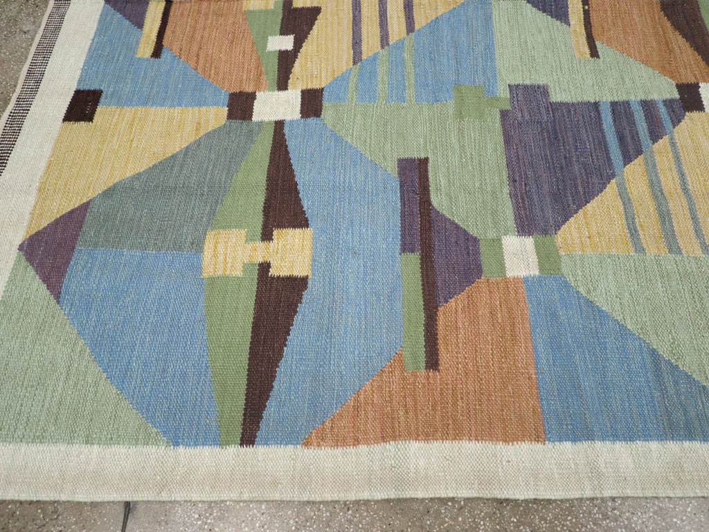 Contemporary Turkish Flatweave Room Size Carpet, No.32573 - Gss