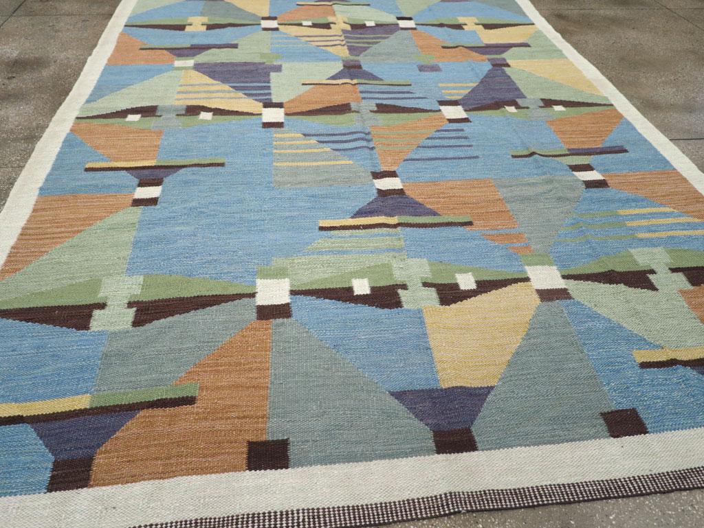 Contemporary Turkish Flatweave Room Size Carpet, No.32573 - Gss
