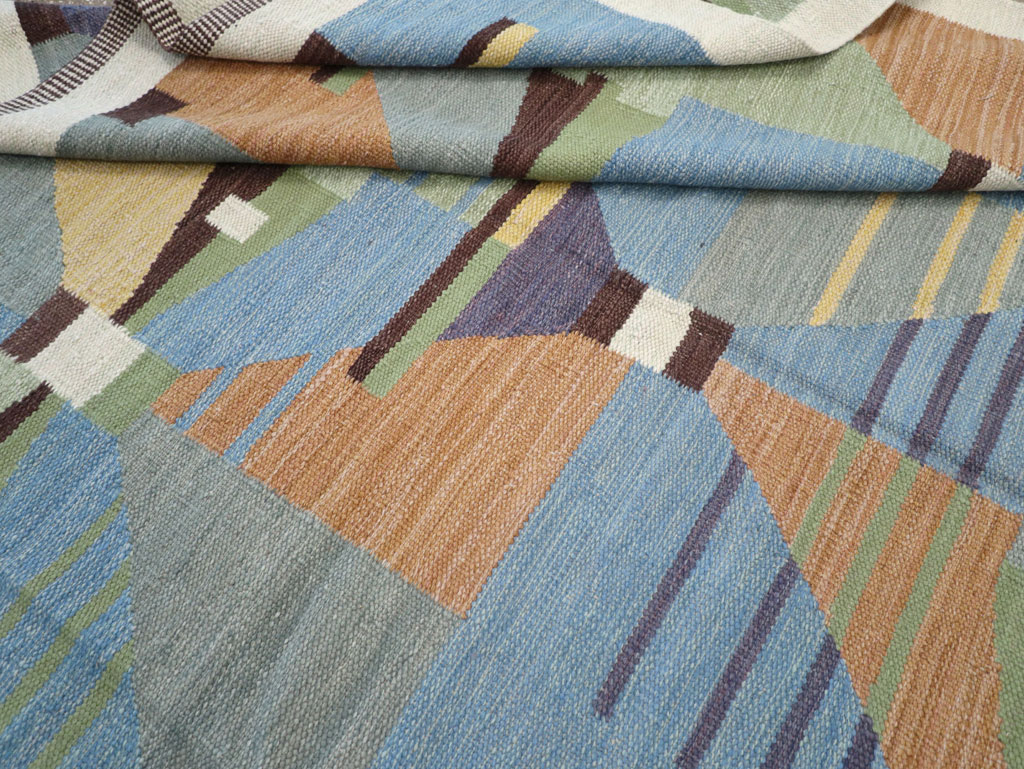 Contemporary Turkish Flatweave Room Size Carpet, No.32573 - Gss