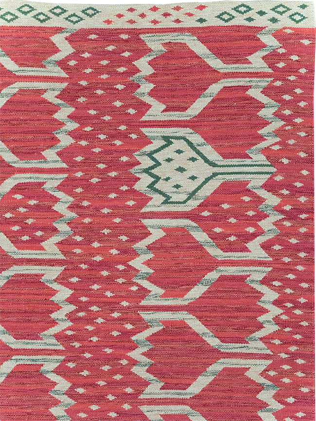Contemporary Turkish Flatweave Room Size Carpet, No.32574 - Gss