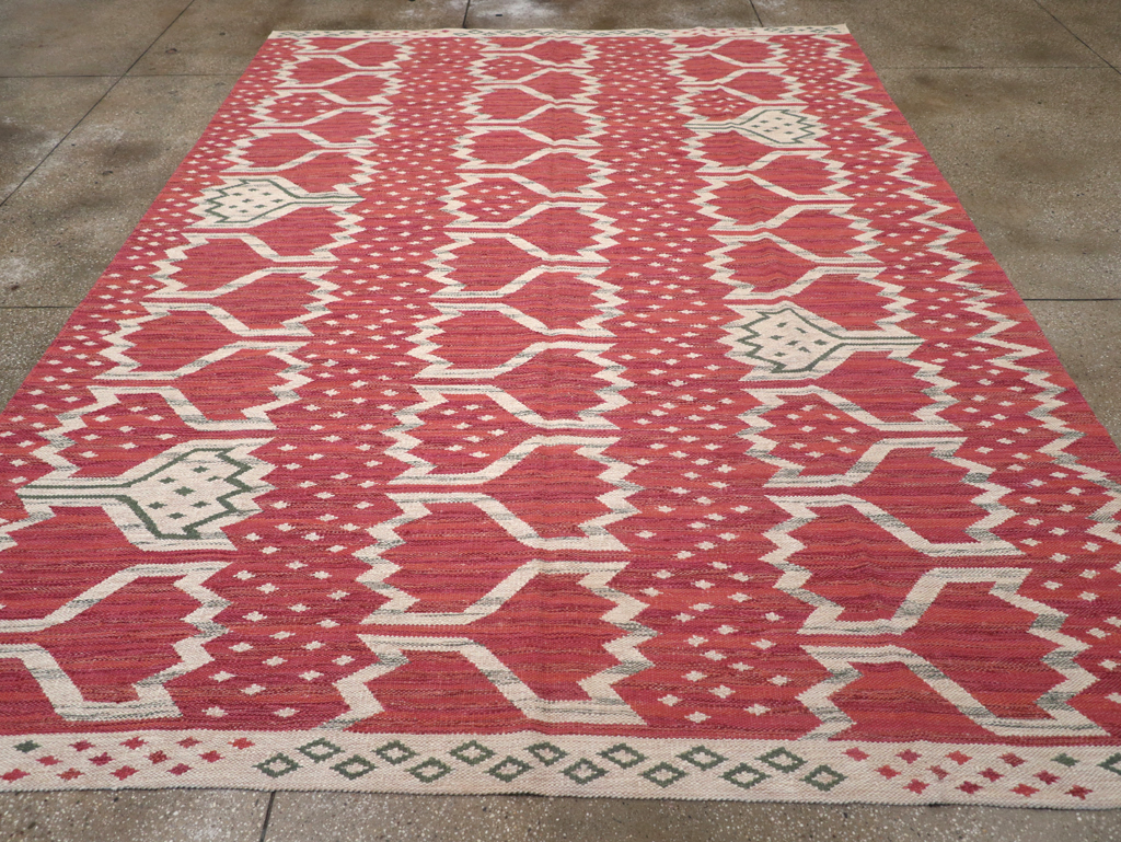 Contemporary Turkish Flatweave Room Size Carpet, No.32574 - Gss