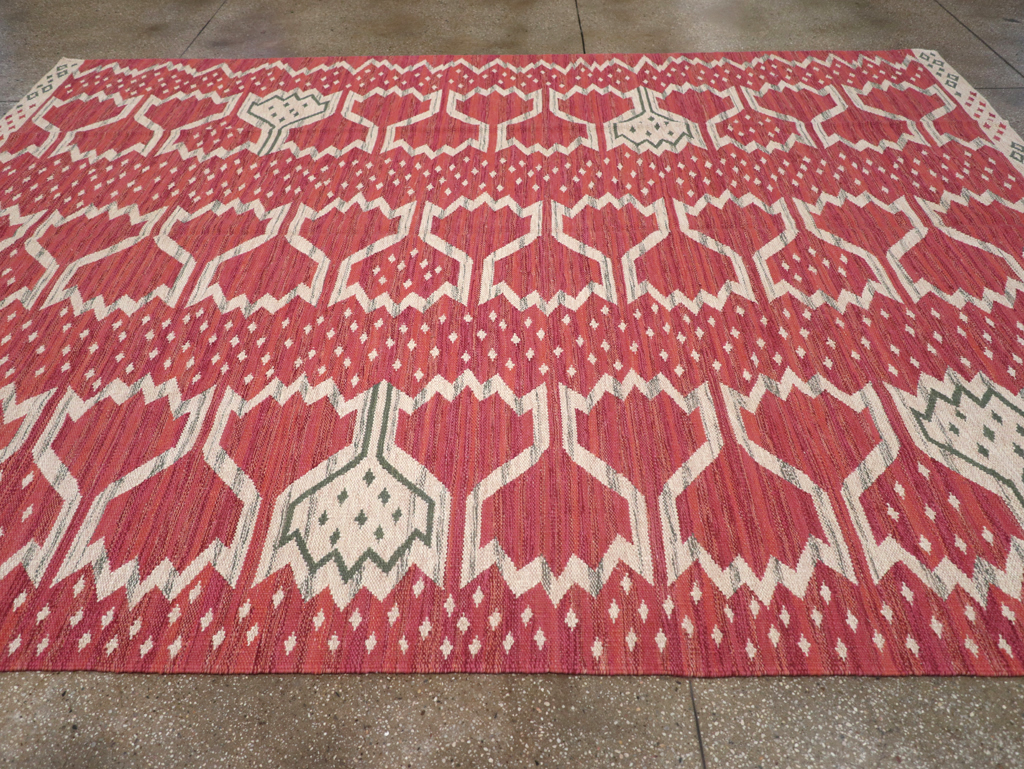 Contemporary Turkish Flatweave Room Size Carpet, No.32574 - Gss