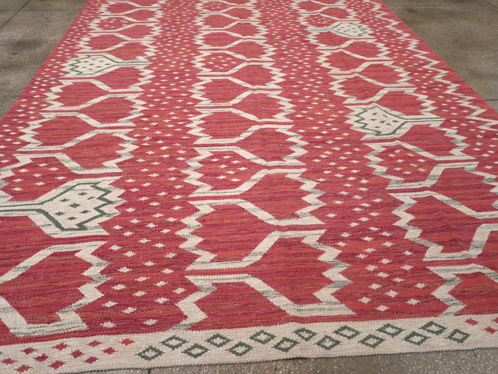 Contemporary Turkish Flatweave Room Size Carpet, No.32574 - Gss